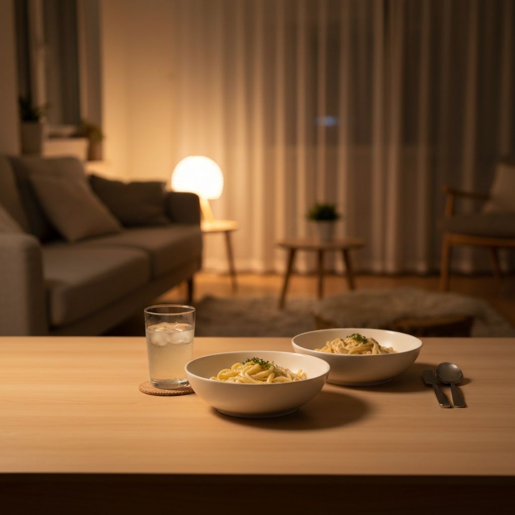 Rauhoittava ilta-aika ruoan parissa