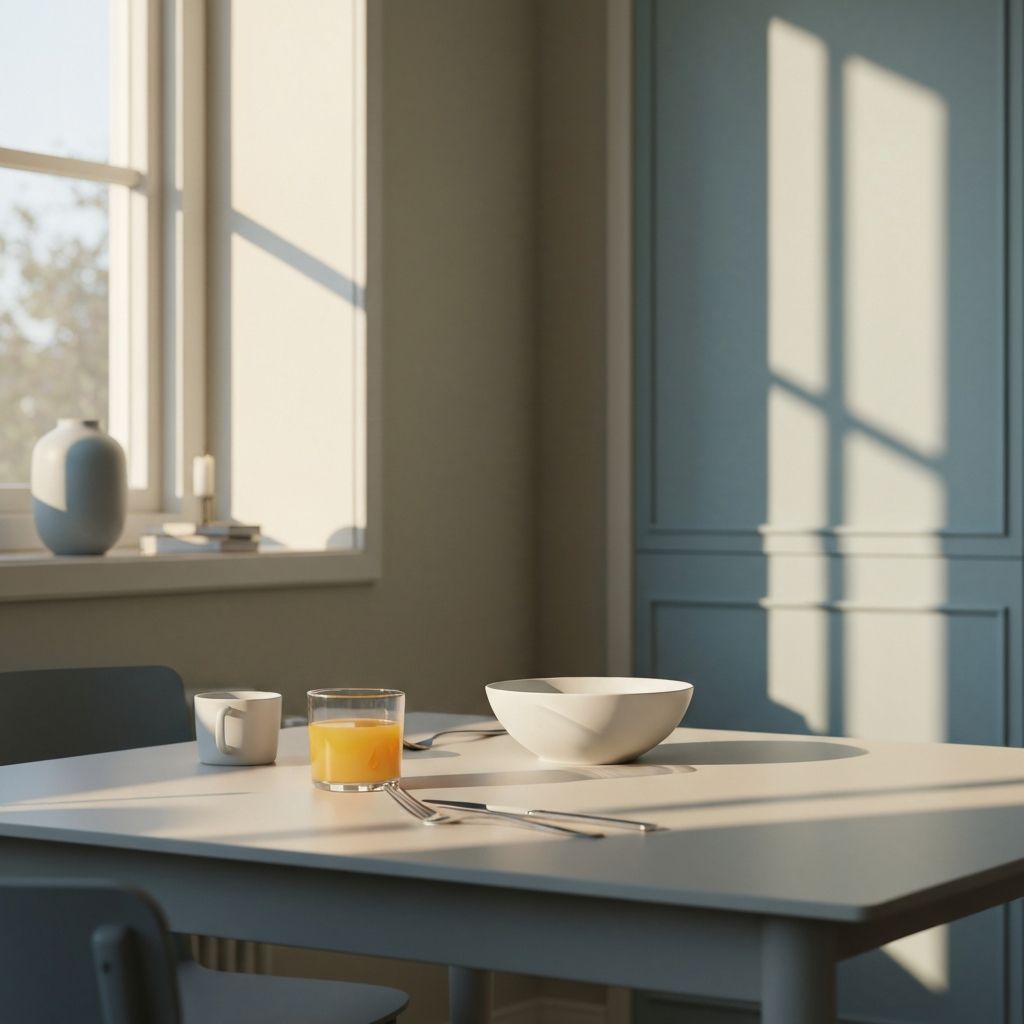 Rauhallinen aamu ja yksinkertainen aamiainen